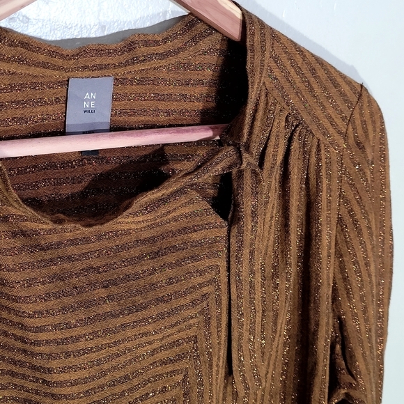 Anne Willi Glitter Brown Women's Top - Picture 3 of 6